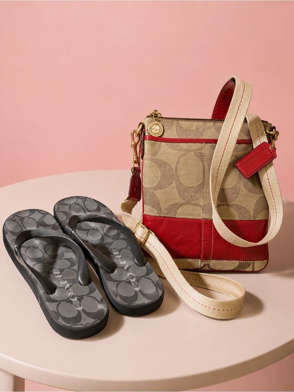 Coach Signature Crossbody & Flip-Flops